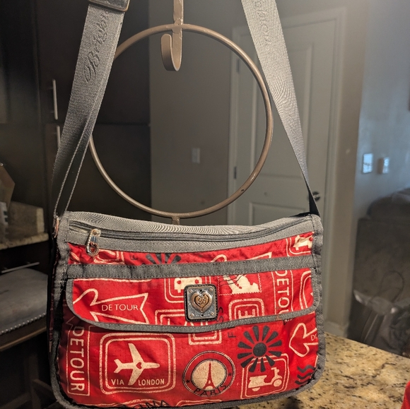 Brighton Handbags - Brighton Detour Via London Crossbody Shoulder Bag Travel Theme
